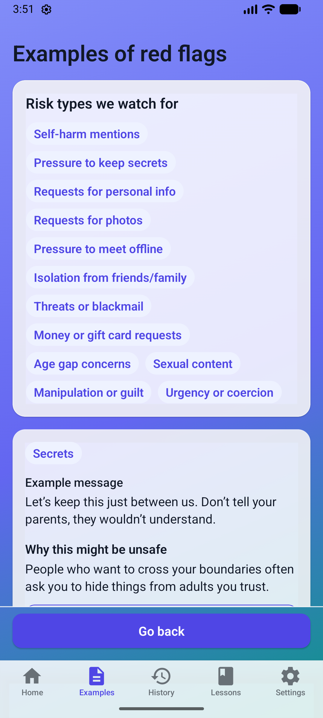Examples of red flags — risk types Nudge watches for
